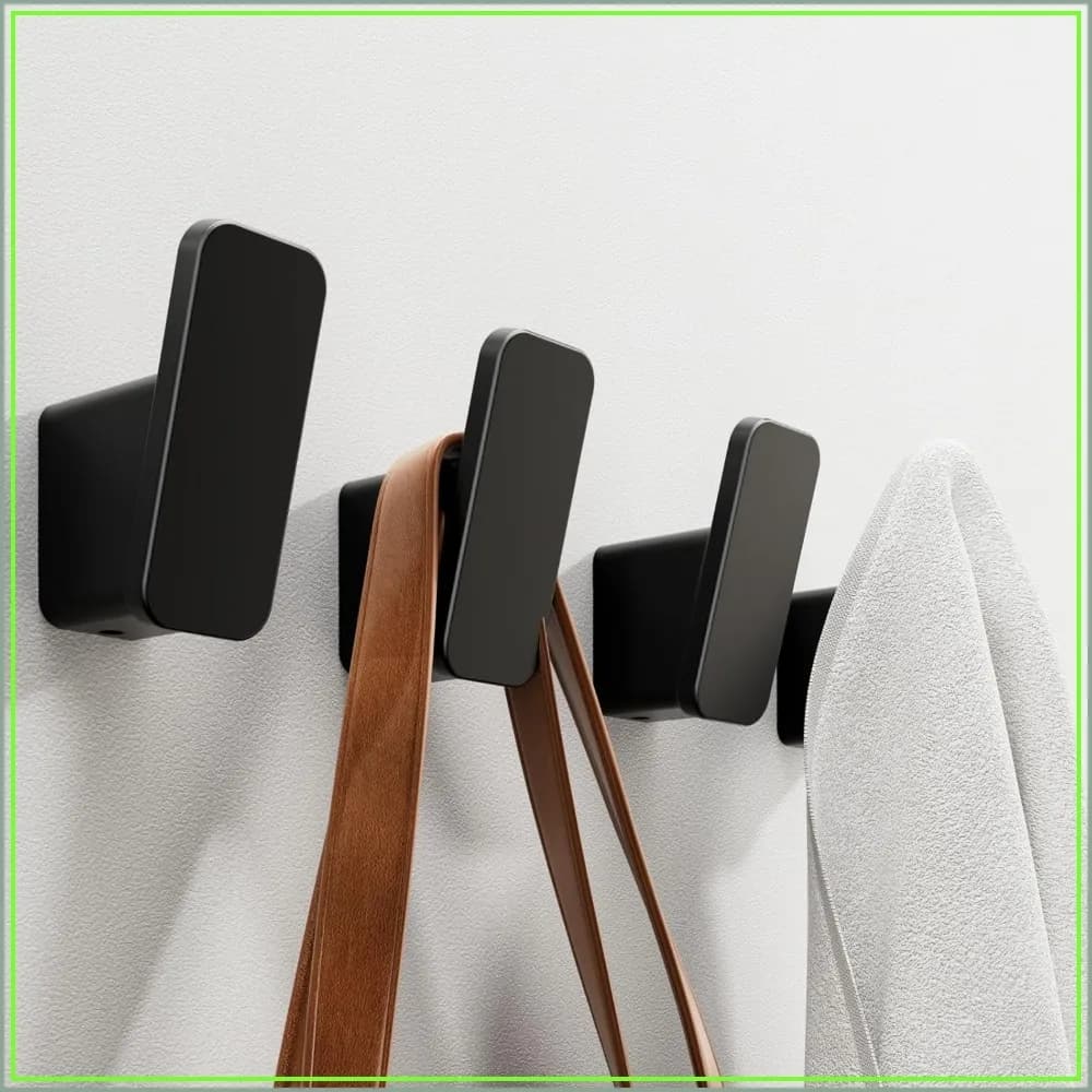 Matte Black Towel Hooks Set of 4, Heavy Duty Wall Hooks for Bathroom, Coat, Bag, Hat, Rustproof Aluminum, Easy Install