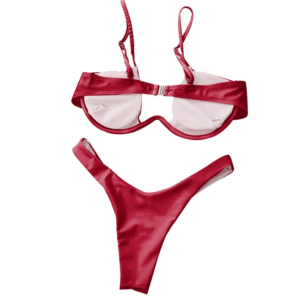 Costume da bagno donna con staffa in acciaio Set costume da bagno elastico Costume da bagno estivo in poliestere XL
