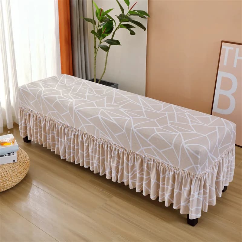 Copertura per sgabello con gonna a gonna intera, coprisedile per panca, coprisedile per pianoforte, sgabello per cambio scarpe con coda da letto, copertura antipolvere per gonna a pieghe