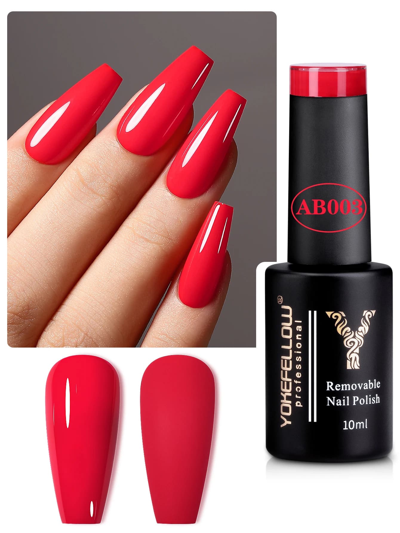 YOKEFELLOW 10ml Smalto per unghie gel serie rosso scuro Primavera Estate Semi permanente Smalto gel a basso odore per manicure AB003