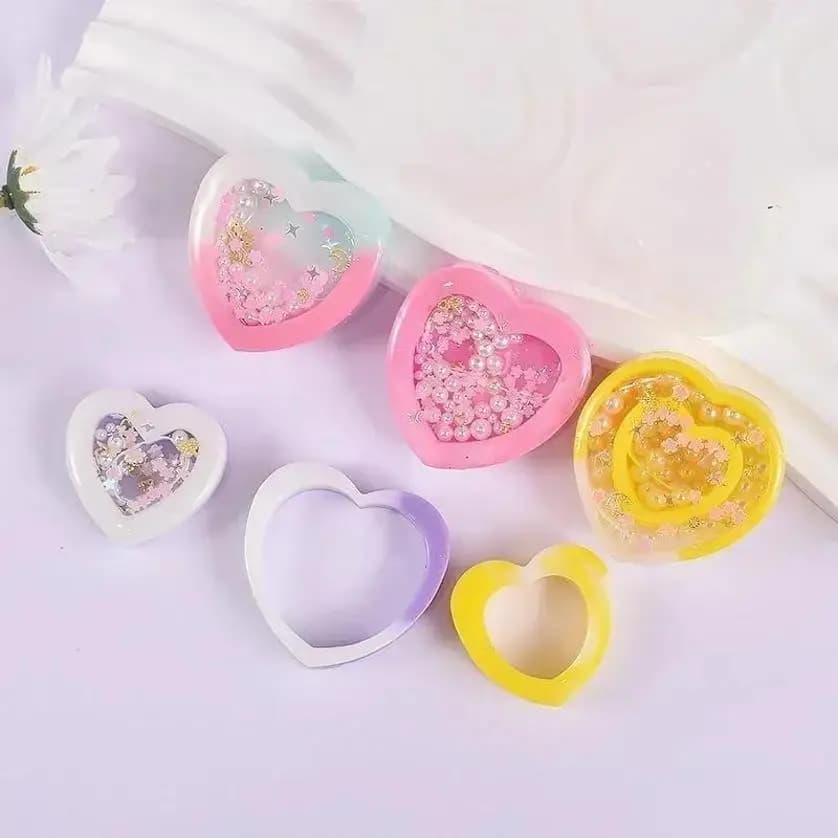 Stampi in silicone per shaker in resina Stampo a forma di cuore fai-da-te Stampo in resina epossidica in silicone Strumenti per gioielli Accessori per gioielli