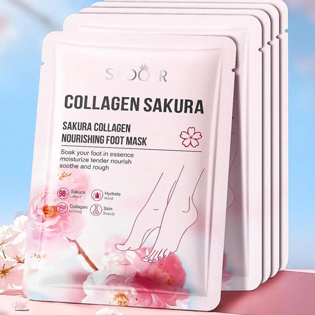 1/5 Pairs SADOER Collagen Sakura Nourishing Foot Mask Moisturizes Exfoliates And Nourishes Tender Smooth Feet Skin Care Masks