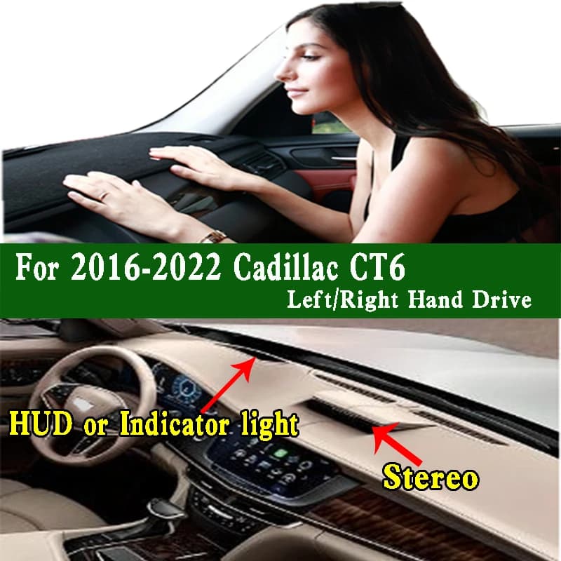 Per 2016-2022 Cadillac CT6 CK1 Dashmat cruscotto copertura cruscotto pannello strumenti protezione solare Pad protettivo Dash Mat ornamenti