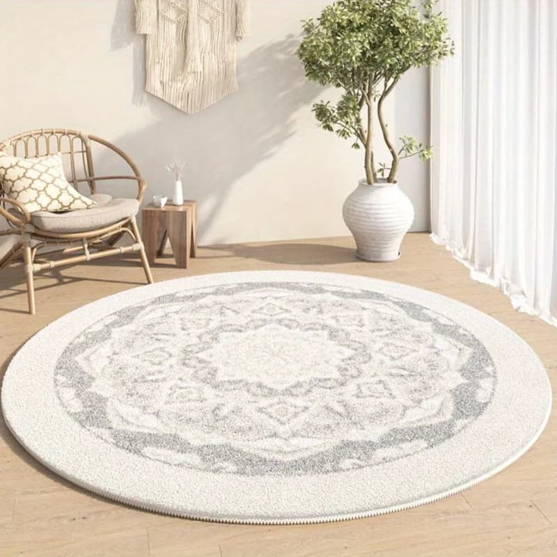 Tappeto Rotondo di Lusso per Soggiorno, Morbido e Antiscivolo, Decorazione per Sala Giochi, Tappetino per Sedia, Facile da Pulire, Tappeto per Camera da Letto
