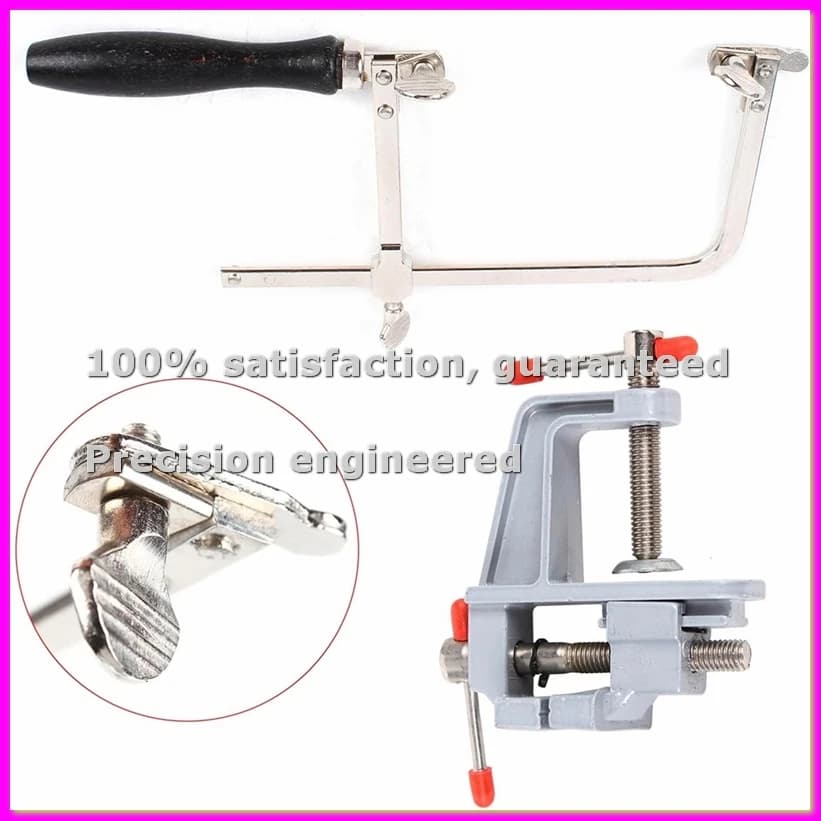 Professional Jewelry Saw Set with Aluminum Alloy Bench Vise Compact Jewelers Tool Kit for DIY Crafts, Model Making-ABFB