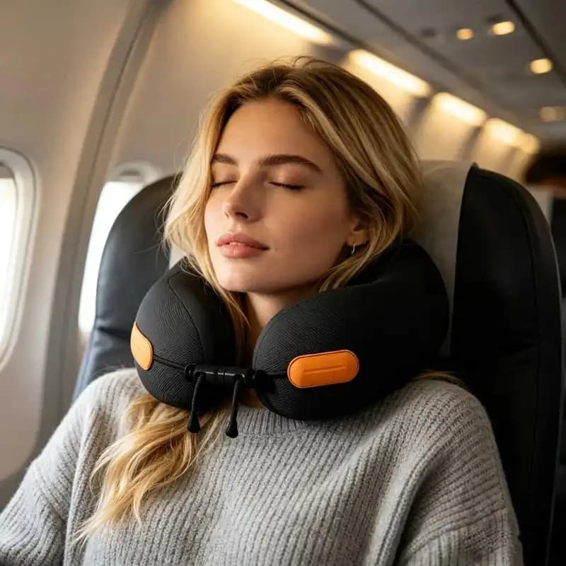 Nuovo cuscino a forma di U in memory foam, cuscino da viaggio per aereo, cuscino cervicale portatile, cuscino per dormire.