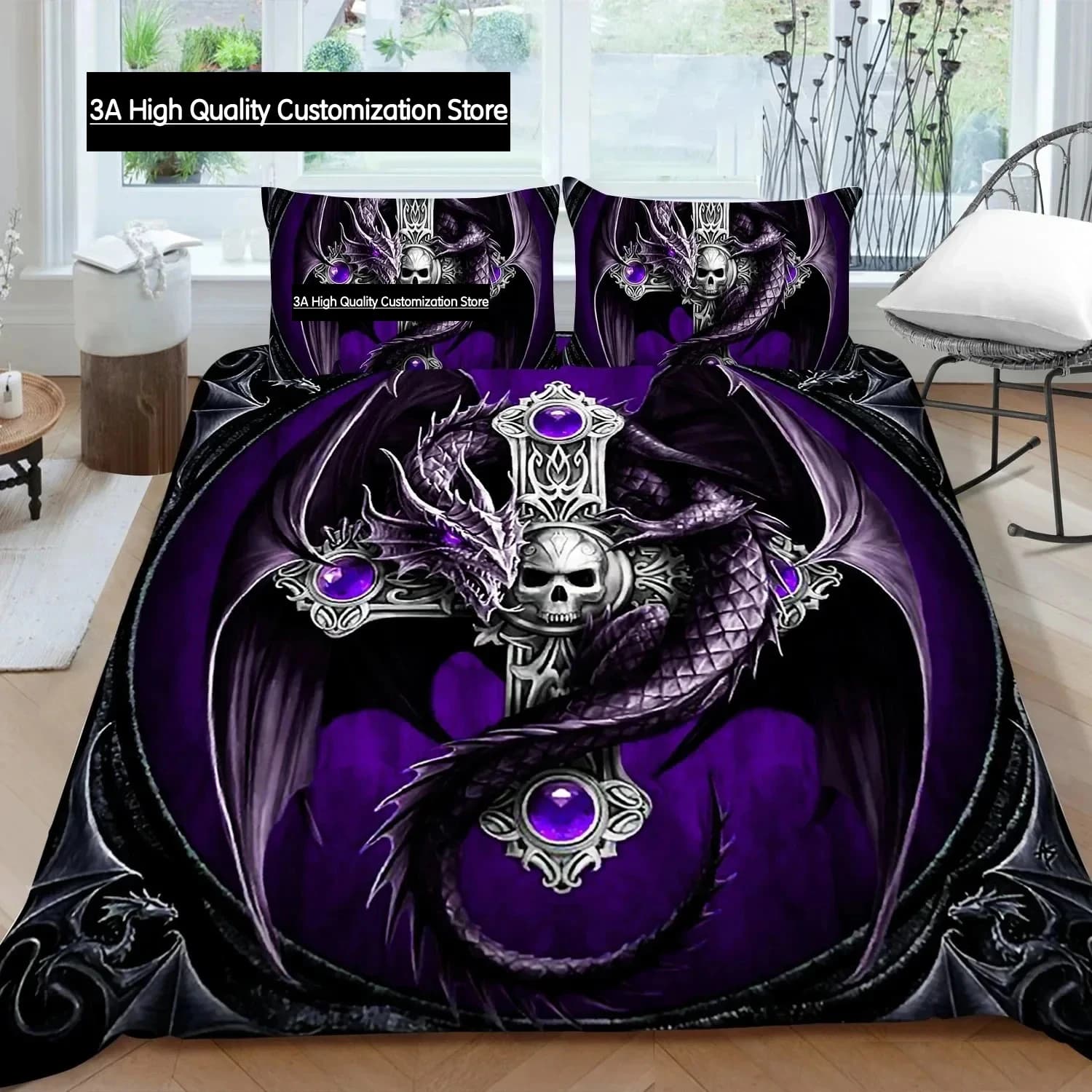 Copripiumino Skeleton King Queen Set di biancheria da letto con teschio per ragazzi Adolescenti Adulti Decorazioni per la camera da letto di Halloween Federe morbide per copripiumino