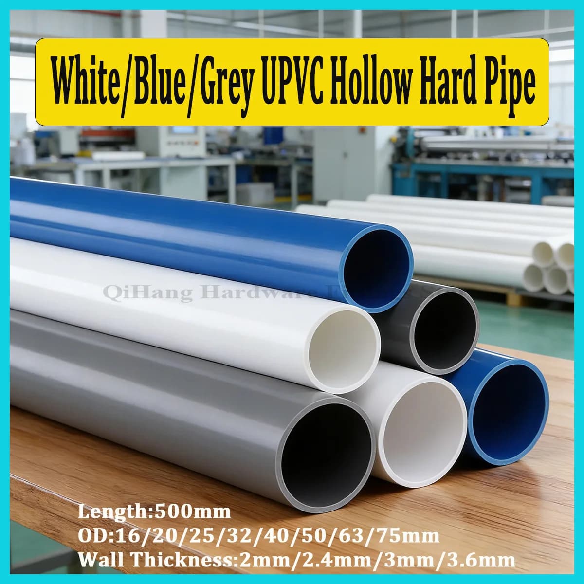 1/2/4 Pieces Rigid Tube Cable in UPVC White/Blue/Grey L500mm, External Diameter 16-75mm, for Aquarium, Garden Irrigation, Water Pipe Fittings