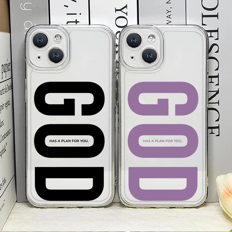 Letters God Personality Trend Printed Phone Case for iPhone 17 16 15 14 Plus 13 12 Mini 11 Pro Max Air XR XSMAX Clear Soft Cover