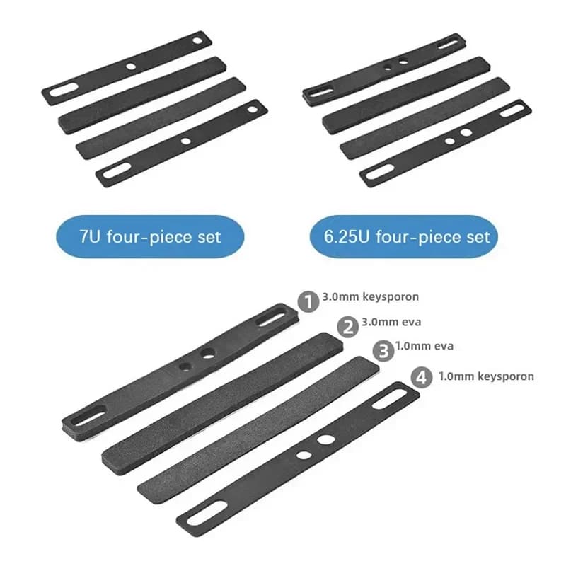 Set di 4 Tasti Spacebar per Tastiera Meccanica, Schiuma Isolante Acustica, Cotone Fonoassorbente per DIY 6.25U 7U, Strumenti per Silenziare la Barra Spaziale