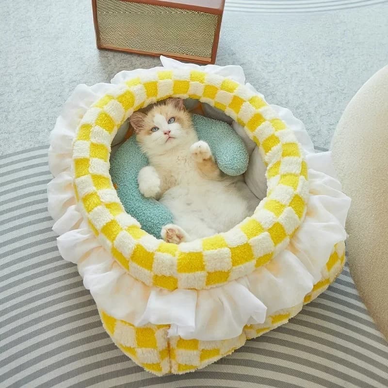 Cuccia per Gatti per Sonno Profondo, Universale per Tutte le Stagioni, Smontabile e Lavabile, Calda, Resistente ai Graffi e all'Usura, Adatta anche per Cani