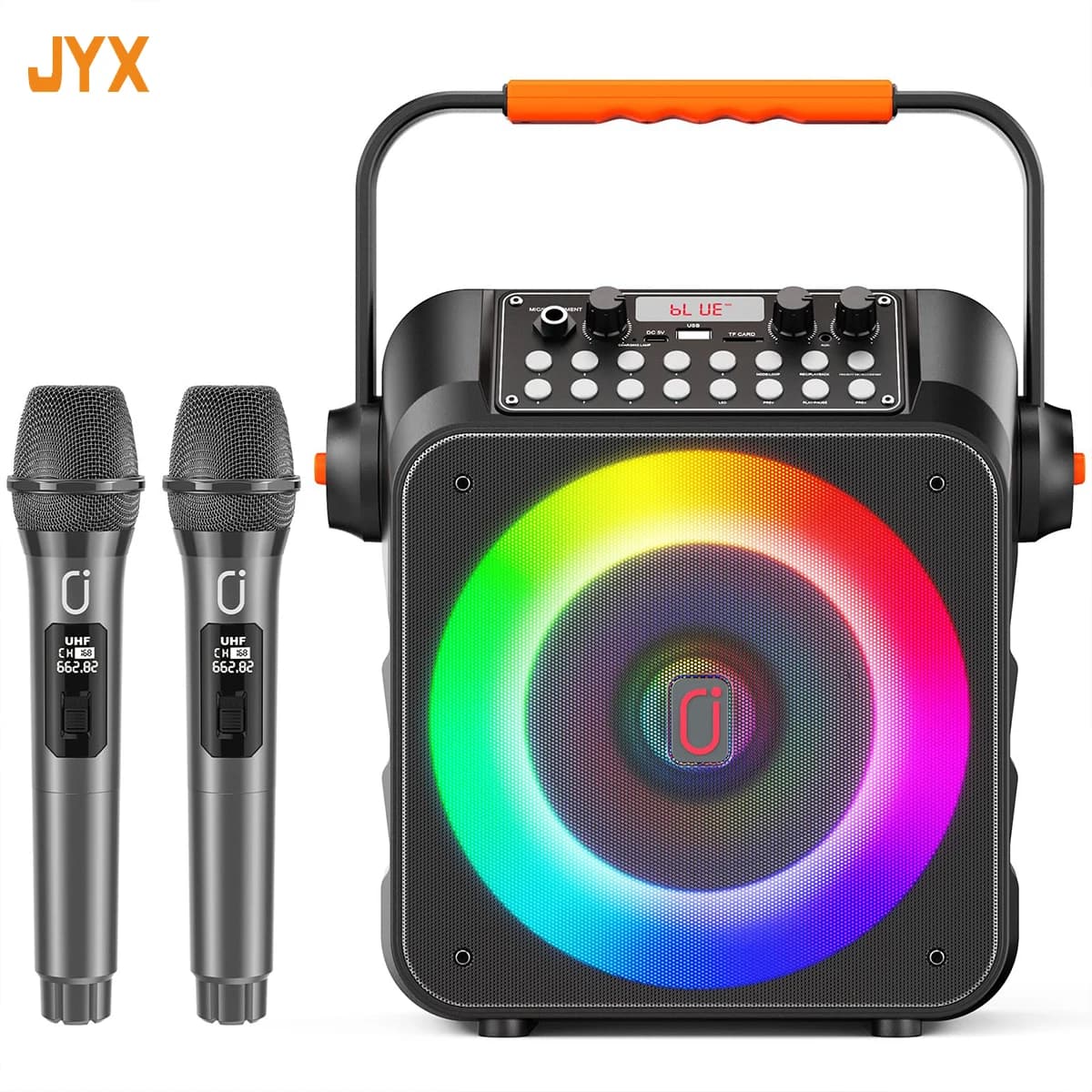Altoparlante Kara Ok portatile Jyx, altoparlante esterno wireless Bluetooth 5.0, disco U/scheda TF/ingresso Bluetooth/Aux con funzione di registrazione altoparlante per feste per campeggio, spiaggia, garage