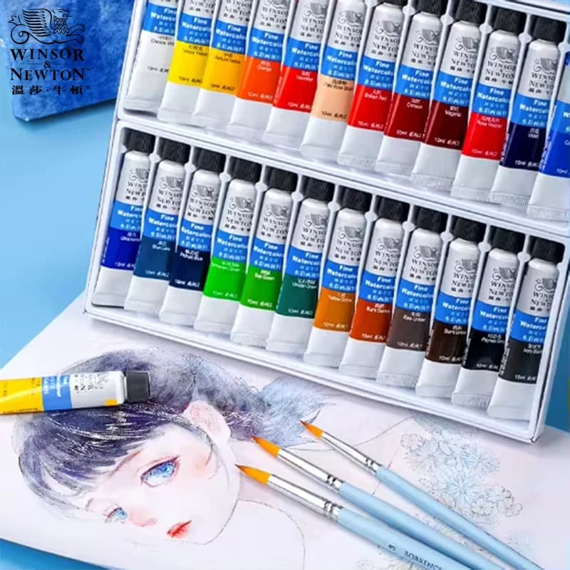 WINSOR & NEWTON Pittura ad acquerello professionale Vernice fine liscia di alta qualità 12/18/24/36 colori 10ML per artista studente