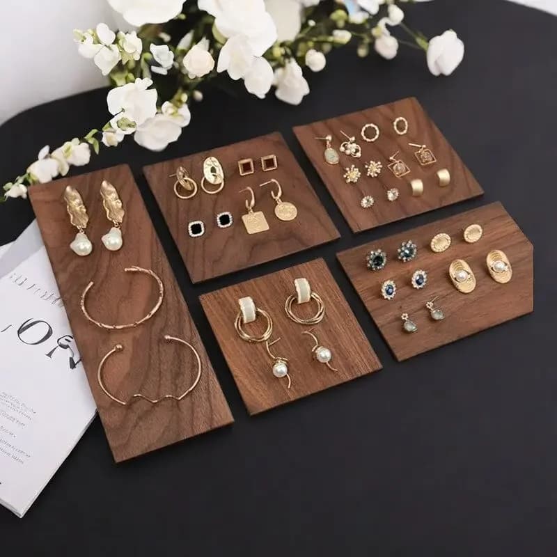 Blocco di legno di noce spesso 4 mm per desktop, piccolo espositore per bambole, porta cosmetici, espositore per gioielli, vassoio per anelli e timbri