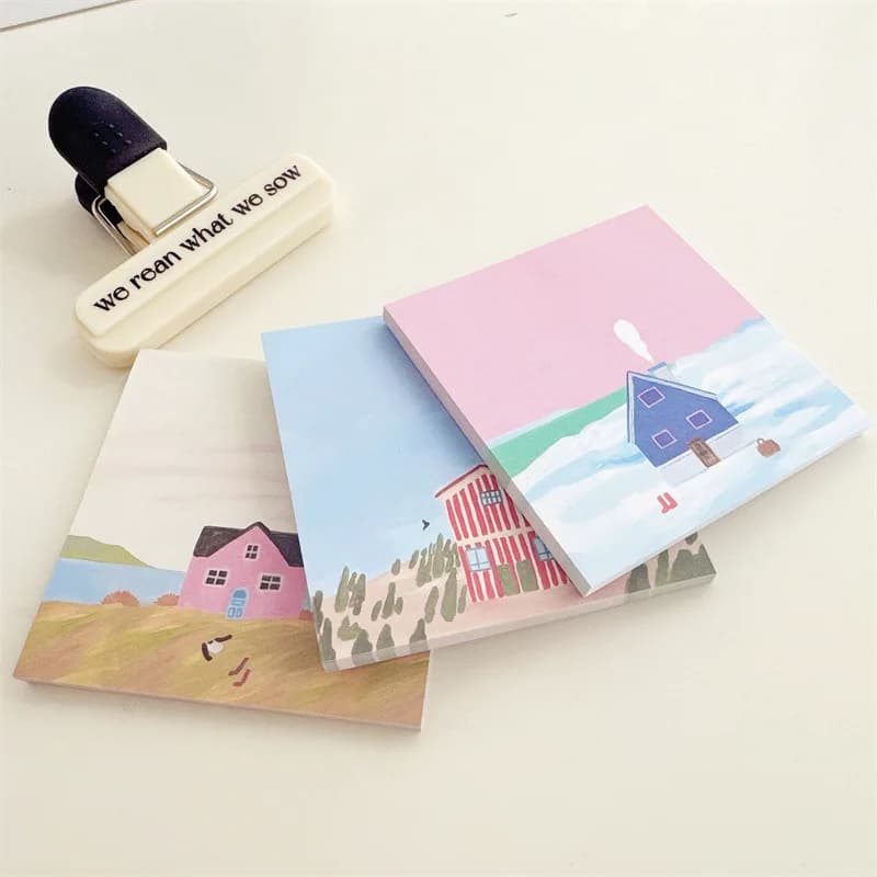1 piccolo libro illustrato fresco dipinto a mano in stile illustrazione tenda a mano note decorative note non appiccicose