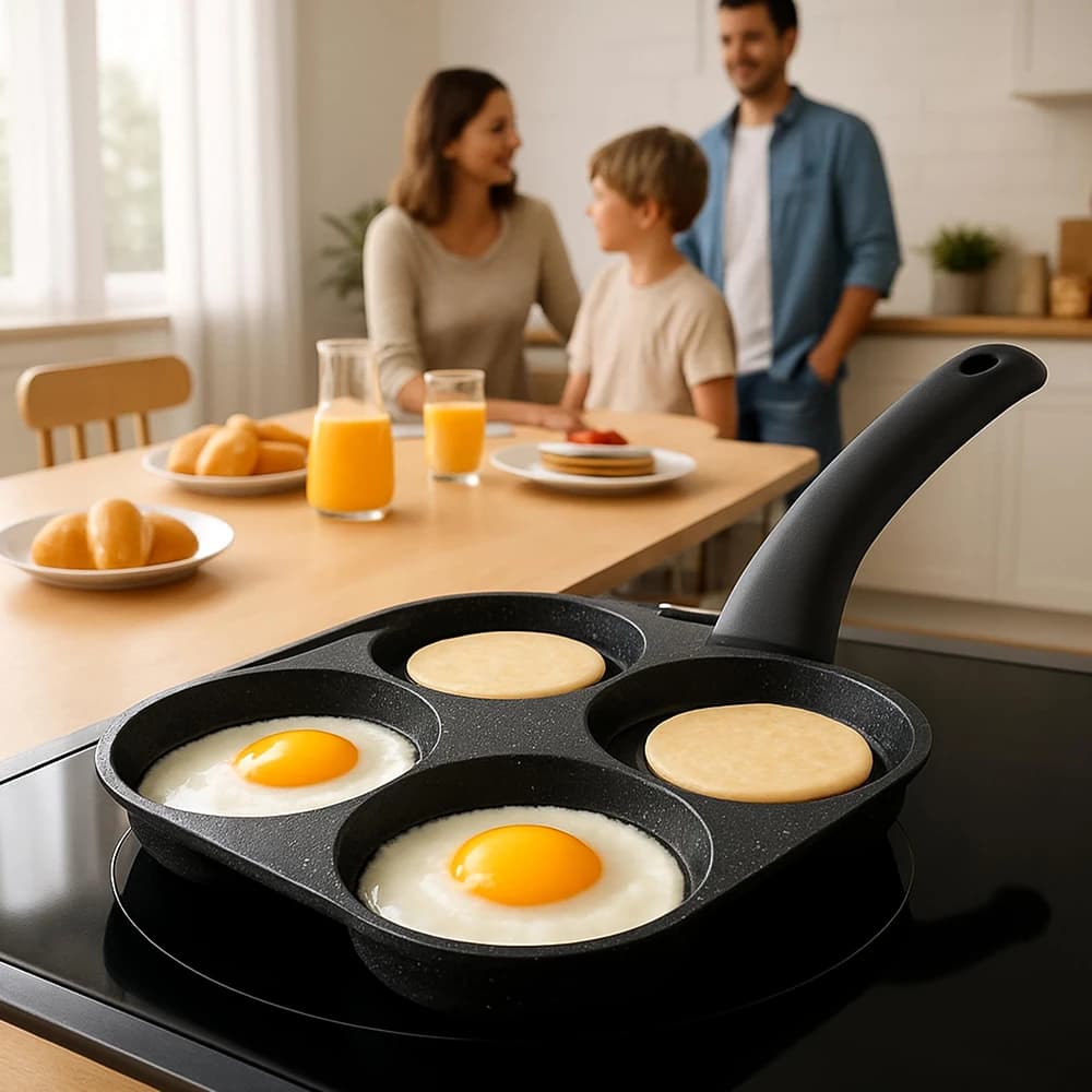 Nonstick Egg Frying Pan 4-Cup Pancake Burger Cooker Induction Gas Compatible Breakfast Maker Kitchen Cooking Accessories Tools