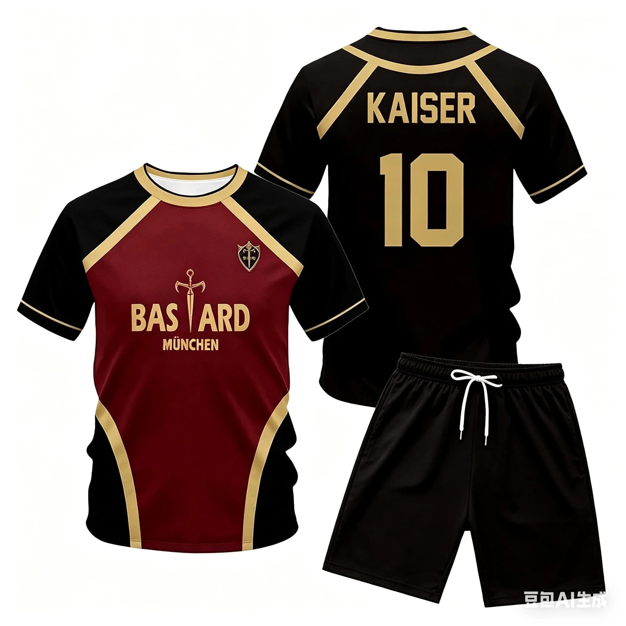 Set Maglia Anime Kaiser, T-shirt da Calcio Cosplay Anime Giapponese, Set Moda Casual da Uomo con Maniche Corte