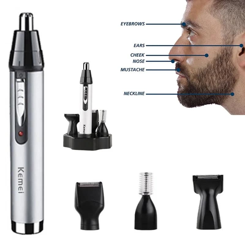 4 in1 refillable nose trimmer for beard for man eyebrow nose haircut nose and ears shaving machine