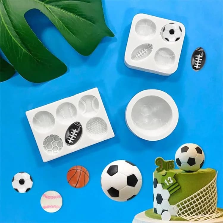 Stampi in Silicone per Palloni Sportivi, Calcio, Basket, Tennis, Strumenti per Decorazione Torte, Stampi Fai-da-Te per Caramelle e Cioccolato F006
