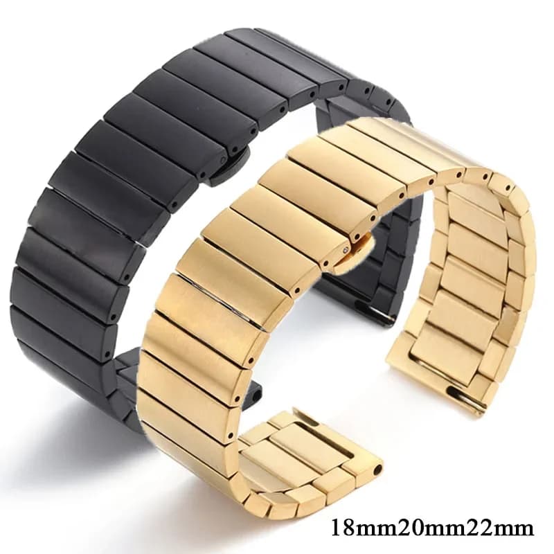 Bracciale per orologio in acciaio inossidabile da 20mm 22mm per Seiko per cinturino Omega cinturino da polso con fibbia a farfalla solida cinturino per orologio sportivo da donna per uomo