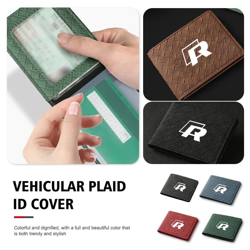 Cup Holders Suede Car ID Cover Vehicular Plaid Card Protector Wallet For Volkswagen VW Mk6 CC B5 B6 B7 Golf 4 5 6 7 Scirocco Sag