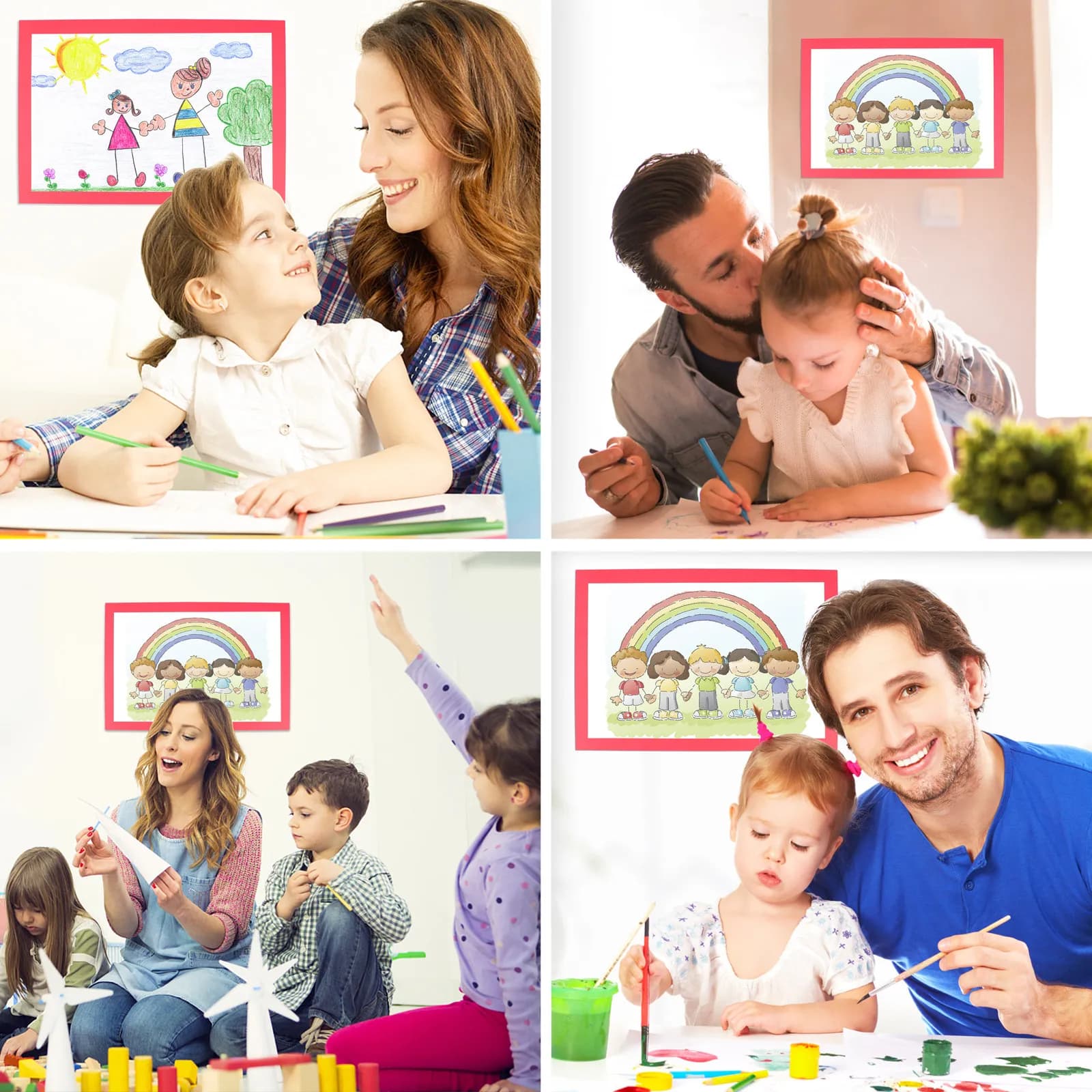 20 Sheets Hard Drawing Paper Colorful Frame Design Sturdy Art Paper for Kids DIY Painting Sketching School Home Craft Projects