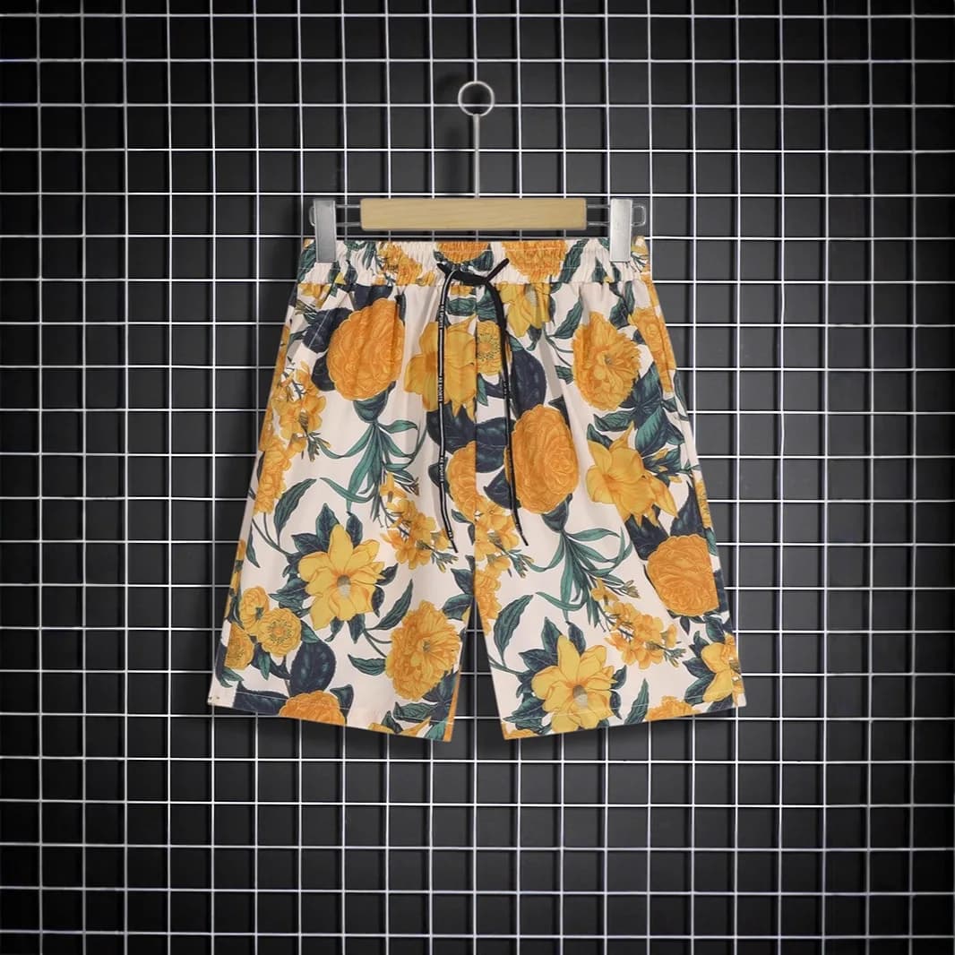 Pantaloncini classici, popolari, originali e divertenti con stampa 3D di calligrafia floreale e foglie, graziosi pantaloncini da spiaggia, pantaloncini sportivi da corsa da uomo.