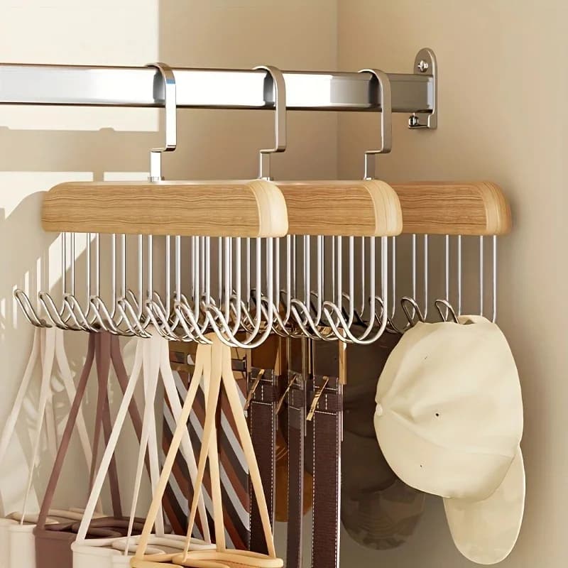 Organizzatore appendiabiti in legno con ganci multipli per biancheria intima, reggiseni, gilet - Salvaspazio, resistente, per vestiti