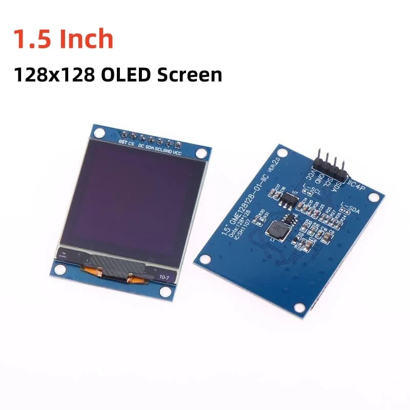1.5 Inch 1.5" 128x128 OLED Screen Display Module 4PIN 7PIN SH1107 Driver IIC 4 Pins White For Raspberry Pi For STM32