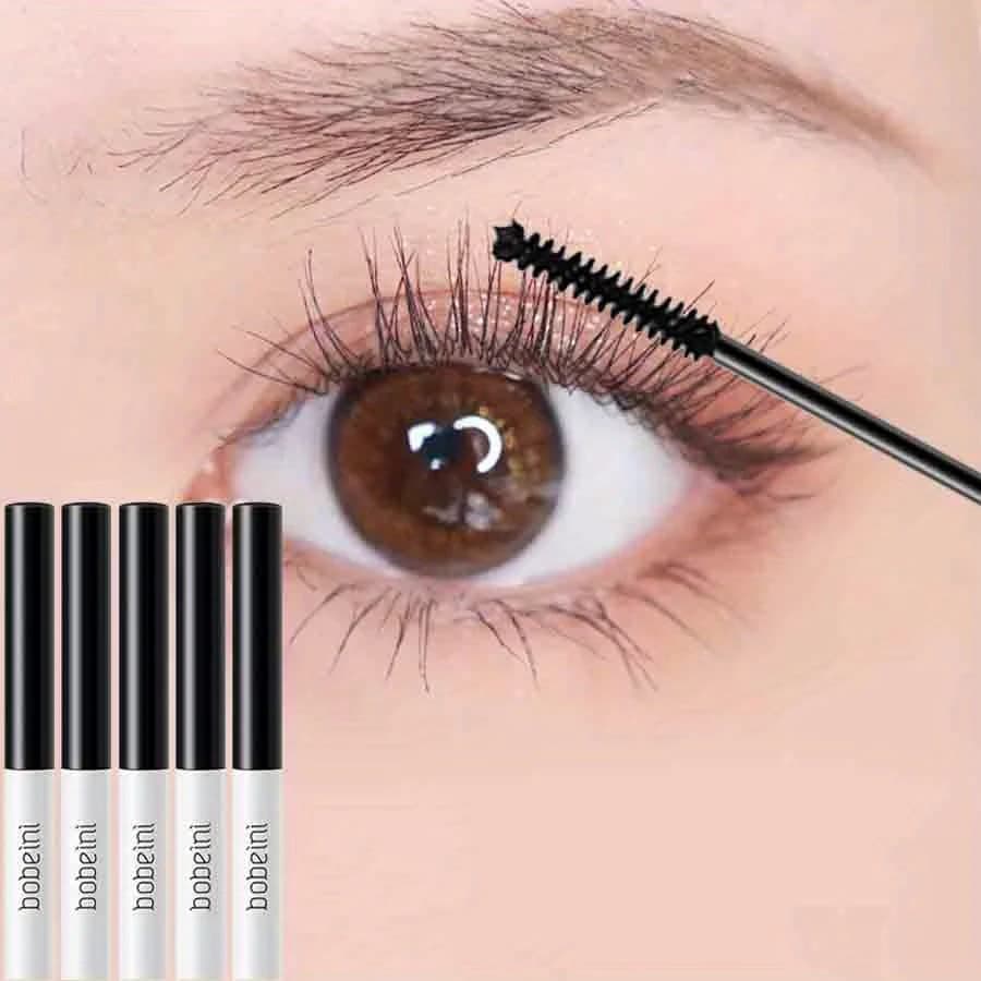 5 pcs Silk Fiber 4D Mascara Set - Extra Fine Black Brush Head Suction Resistant Waterproof Curling Slim Stretching Eye Makeup