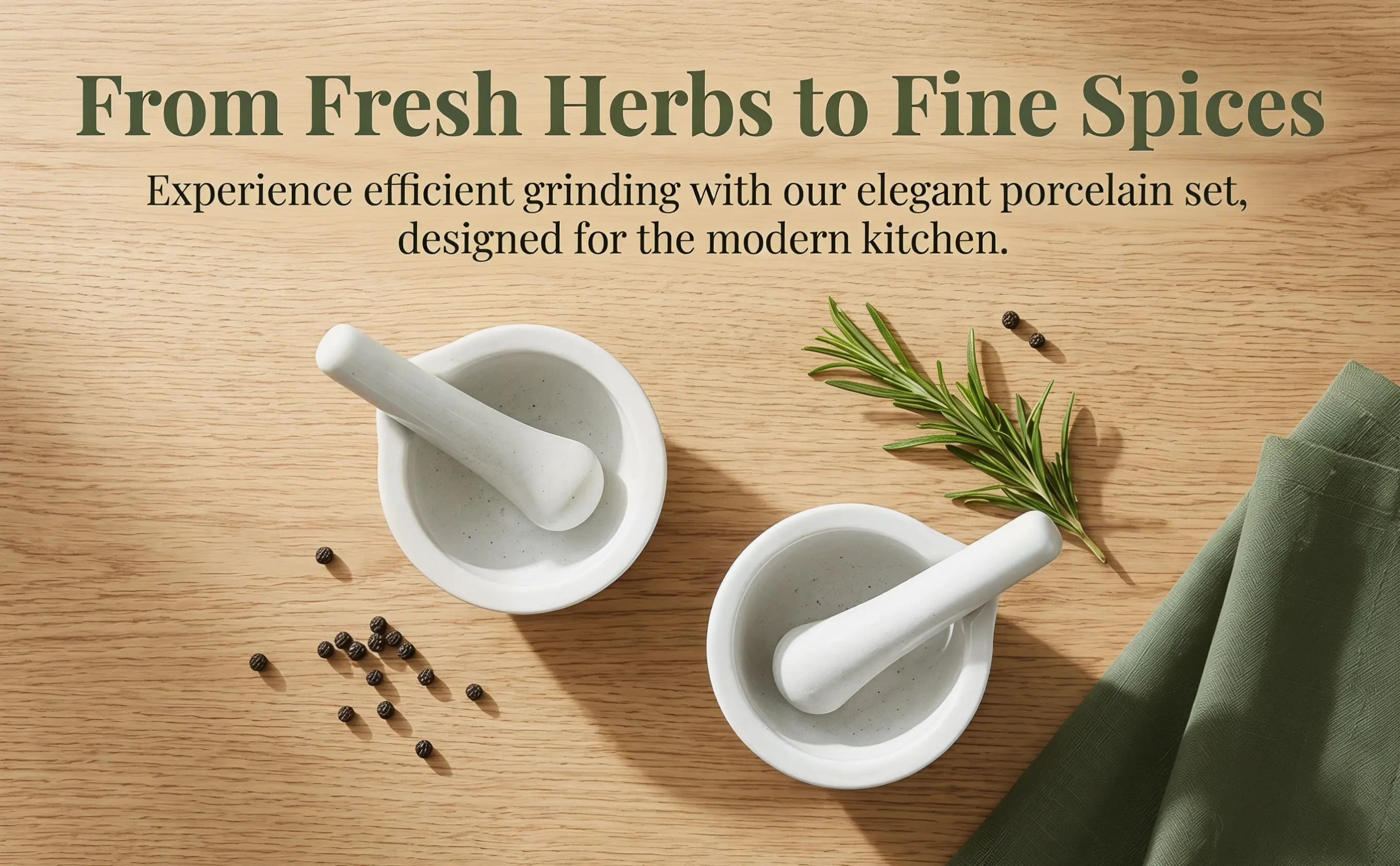 2Sets Porcelain Mortar Pestle Set Sturdy Stable Counter Friendly Grinding Bowl for Medicine Garlic Spices Crushing Ergonomic