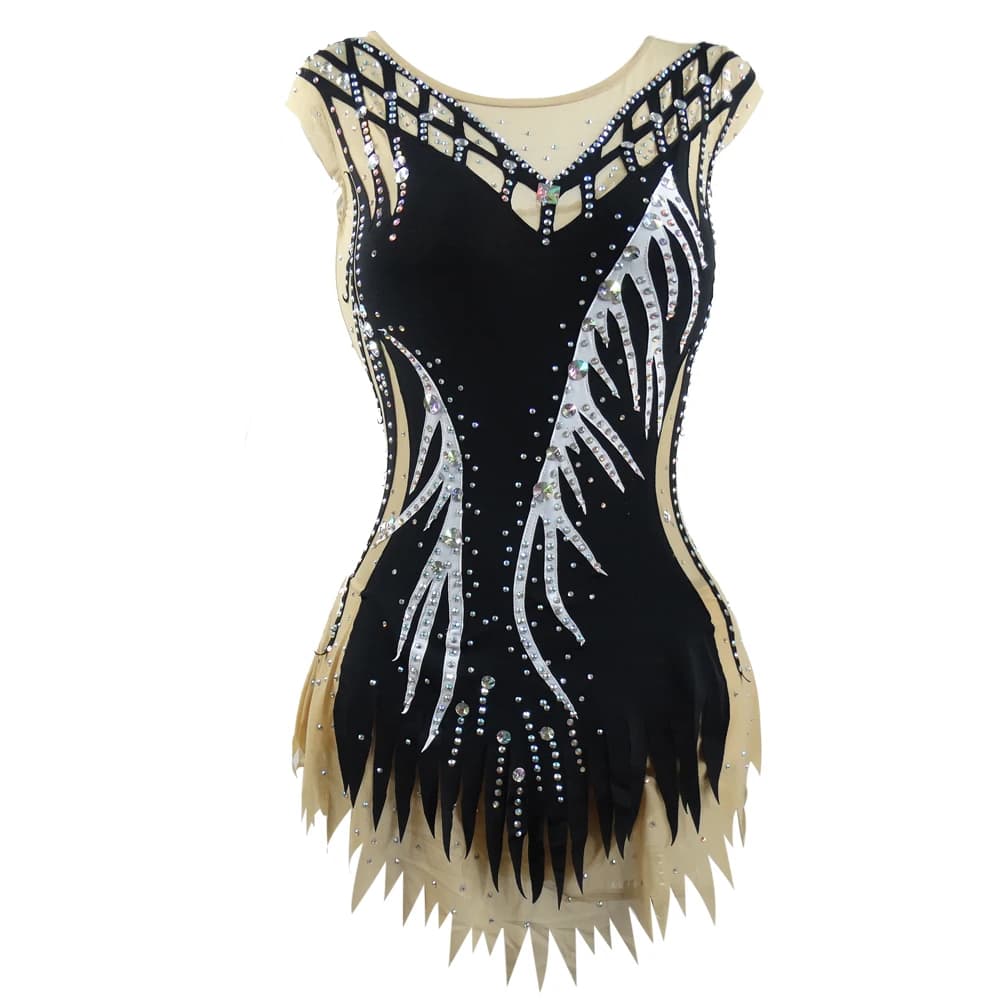 LIUHUO Costume da Ginnastica Ritmica per Donne e Ragazze, Abito da Competizione di Balletto, Vestito Senza Maniche per Pattinaggio su Ghiaccio BD604
