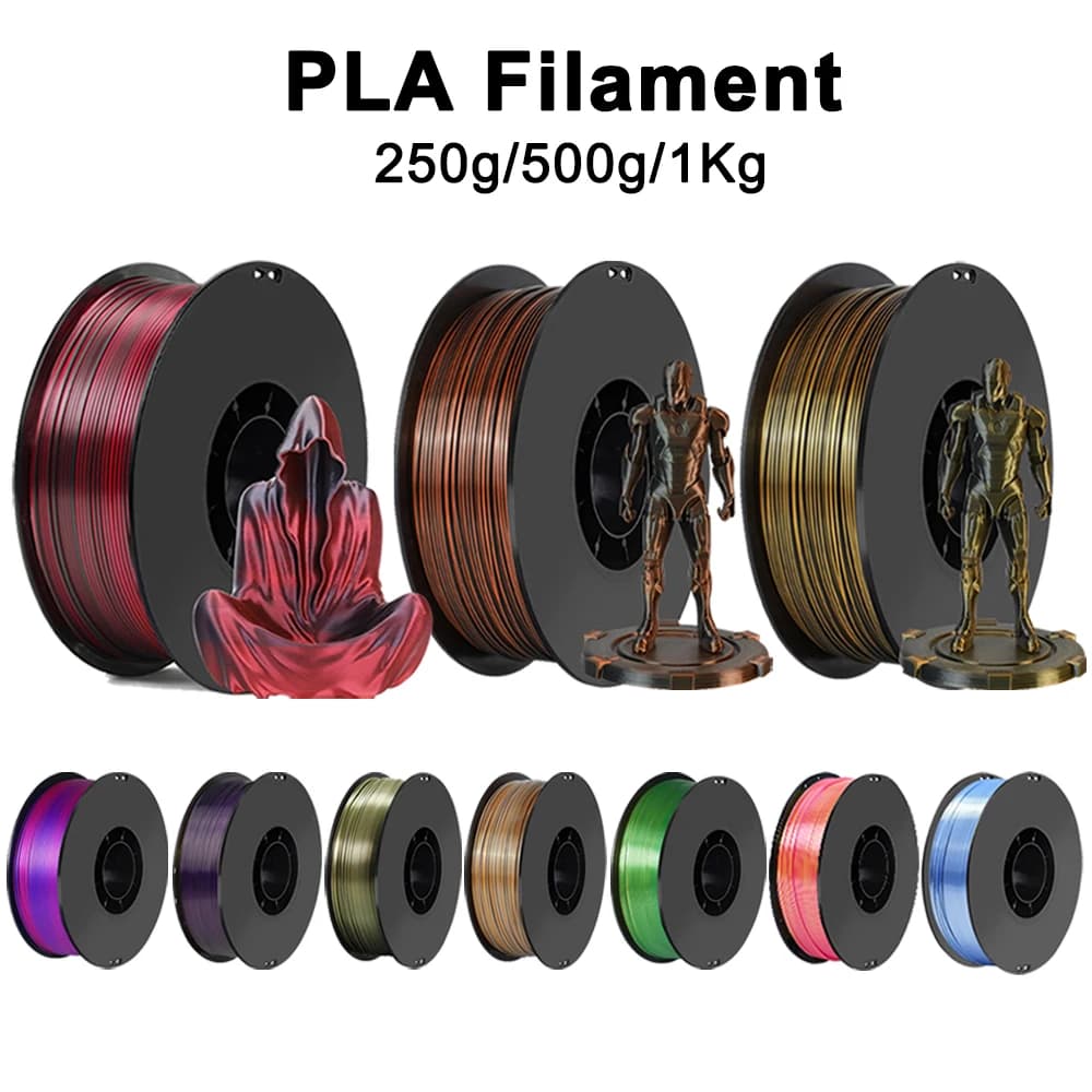 250g 500g 1Kg Filament PLA Black Silk Red 3D Printer Two Colors 1.75mm 3D Printing Material Magic Double Color Sublimation Duoton