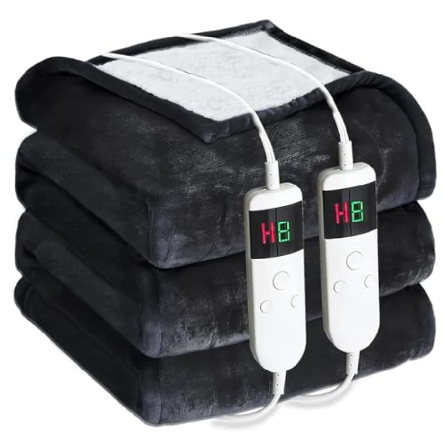 Coperta Elettrica Riscaldata Misura Queen 84''x90'' - Coperta Riscaldante a Doppio Controllo, Morbida e Calda in Flanella, Controllo Temperatura a 10 Livelli