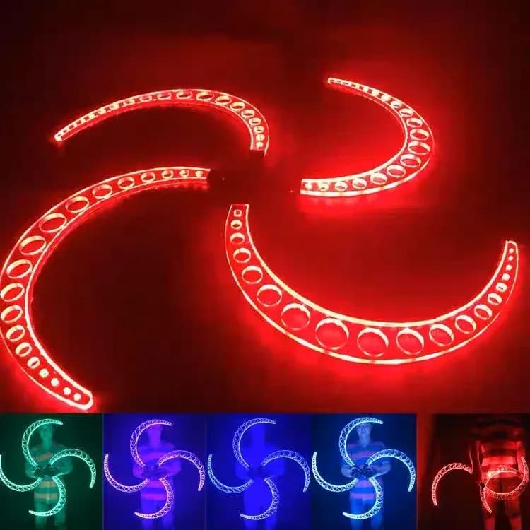 Accessori per performance da discoteca, lama curva illuminata a LED con luci elettriche colorate lampeggianti per feste e balli