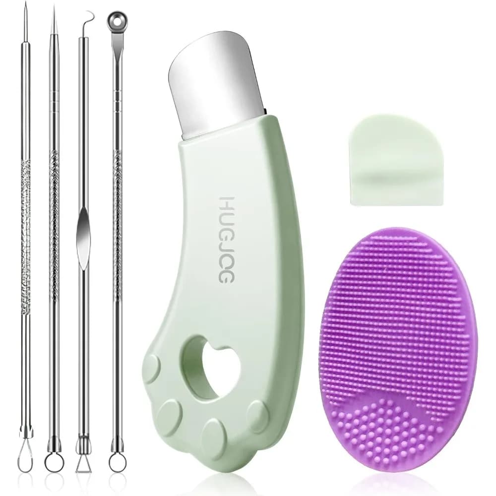 Professional Blackhead Remover Kit with Stainless Steel Pore Extractor Tool and Soft Silicone Facial Cleansing Brush Set for Deep Pore Cleaning on Nose and Face