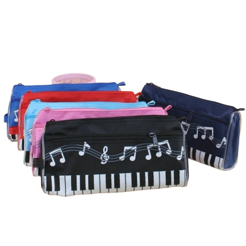 Astuccio per matite a tema pianoforte musicale Astuccio per penne a doppio strato Astuccio per trucco per studenti Regalo musicale Organizzatore di cancelleria portatile