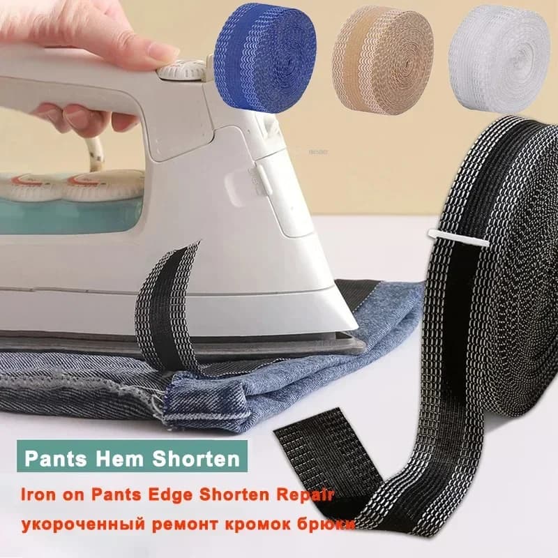 1M pantaloni autoadesivi Hem Paste Tape pantaloni Edge Paste Iron-on Pant accorcia riparazione Jean Hemming Tape per tessuto cucito fai da te