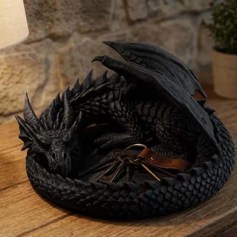 【Creative Gothic 3D Printing Dragon Tray Dark Style Plastic Jewelry Storage Tray Decorative Desktop Organizer Key Holder】