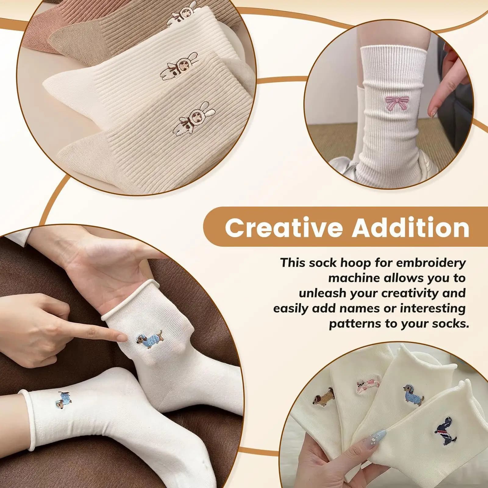 Sock Hoop For Embroidery Machine Metal Easy Portable Socks Aid Embroidery Hooping Aid For Women Men Adults Beginners Experts