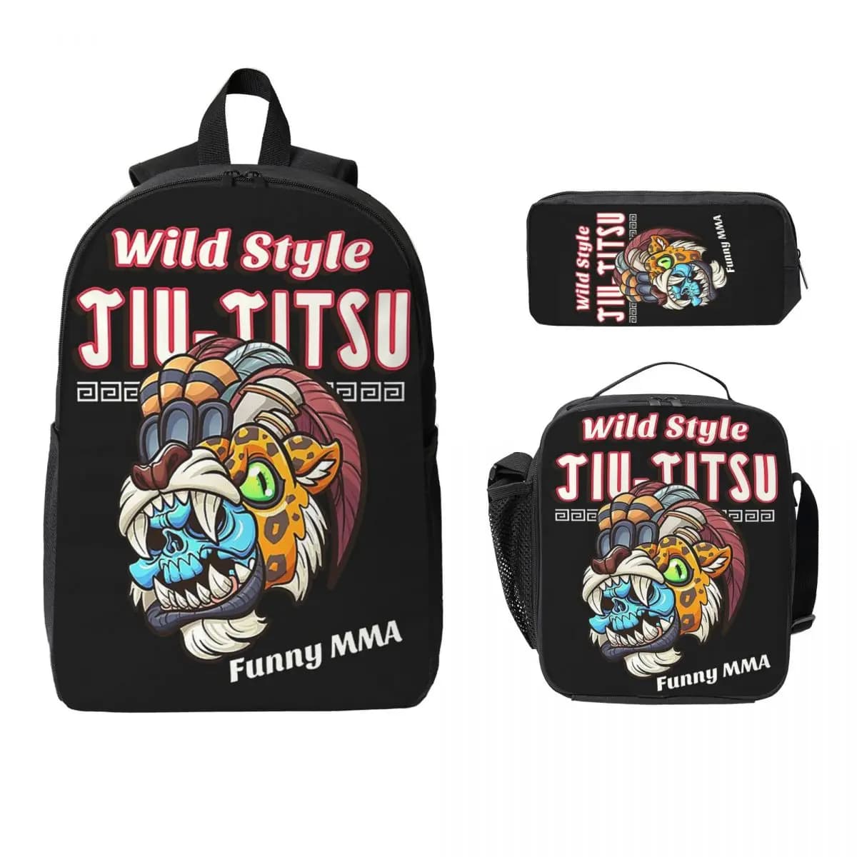 Jiu Jitsu Tiger And Dragon Zaino Ragazzi Ragazze BookBag Borsa da scuola Borse a tracolla per computer Borsa da pranzo isolata 3ps Astuccio