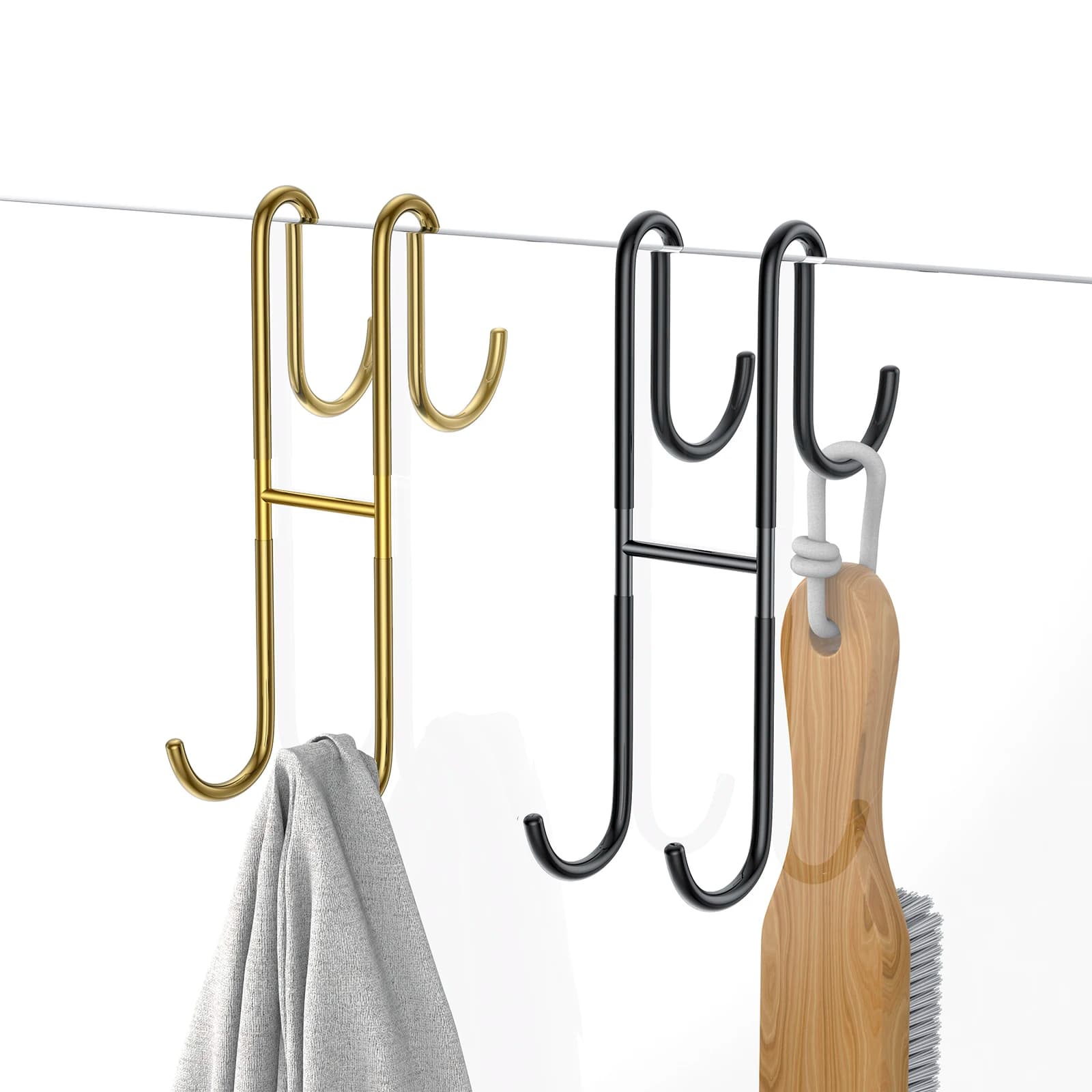2PCS Set Double S-Shaped Hooks 7'' INCH Metal Bathroom Frameless Glass Shower Hanging Rack Hangers Garden Kitchen Household
