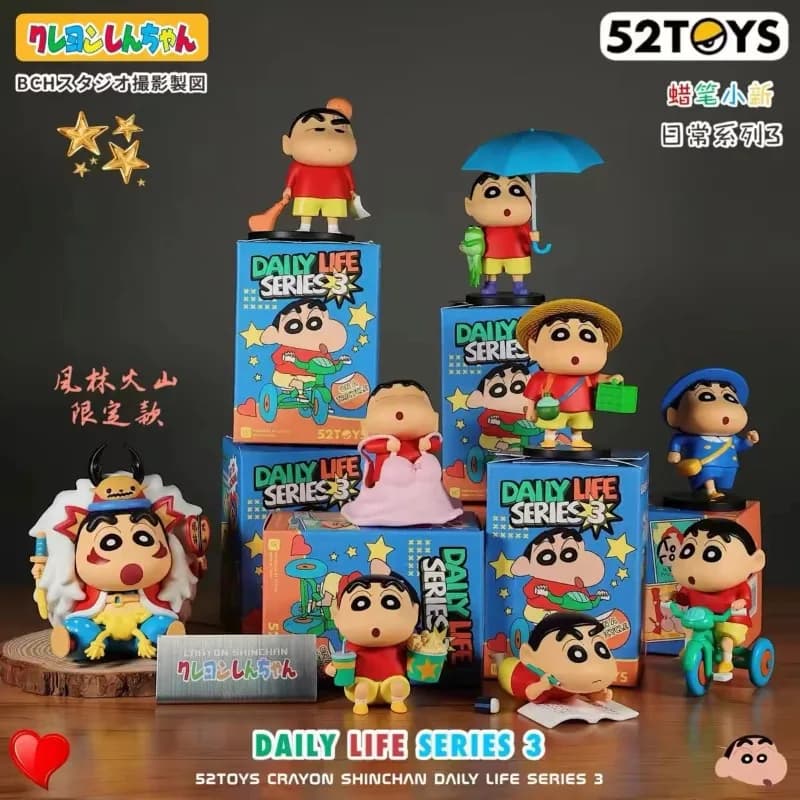 Anime Crayon Shin-chan Blind Box Serie Vita Quotidiana Terza Generazione - Modellino da Collezione Fatto a Mano, Ornamento da Scrivania, Giocattolo Regalo