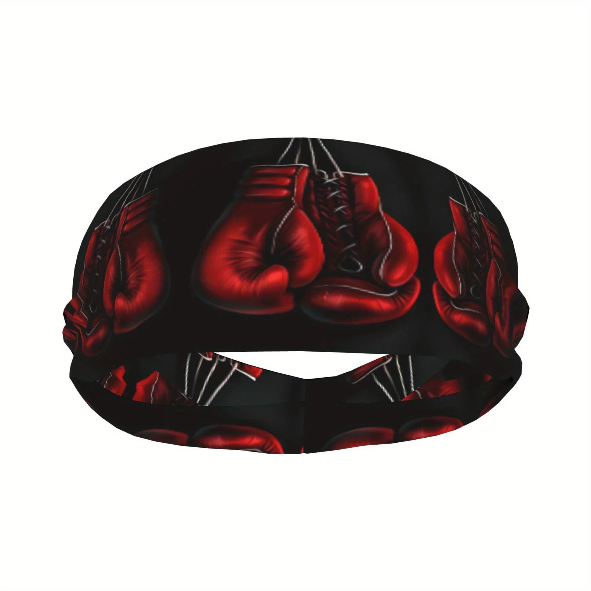 Sports hair band with print red boxing gloves, absorbent, elastic, non-slip, for training boxing, running, gym, fitness, unisex