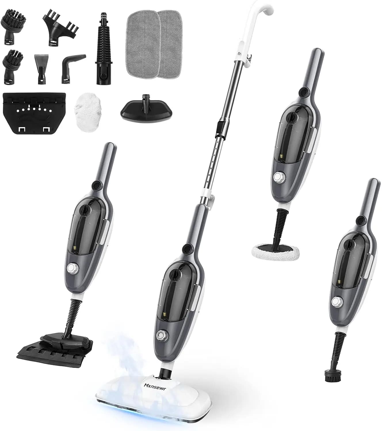 Potente Pulitore a Vapore Portatile con 11 Accessori, Multiuso per Pavimenti in Legno, Vestiti, Finestre, Piastrelle, Tappeti