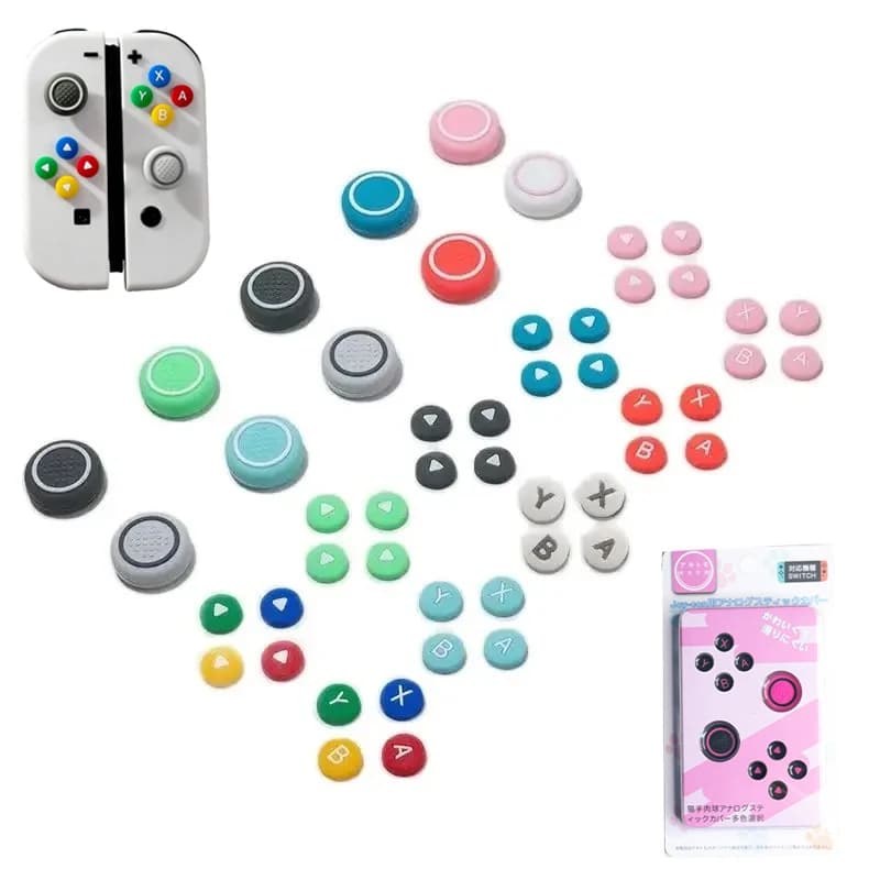 Nuovo Silicone Morbido D-pad Pulsante Croce ABXY Chiave Adesivo Custodia in Pelle per Interruttore Oled NS Joy-con Thumb Stick Grip Cap Cover Protector