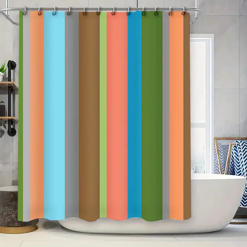 Tenda da doccia dai colori vivaci per l'arredamento del bagno Set di ganci tascabili per aste in tessuto impermeabile multicolore vivido AliExpress