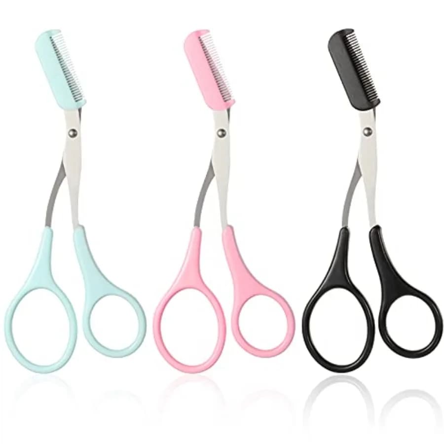 Eyebrow Trimmer Scissors with Comb Eyebrow Shaping Cut Scissors Non Slip Finger Grips Hair Removal Beauty Accessories for Men W