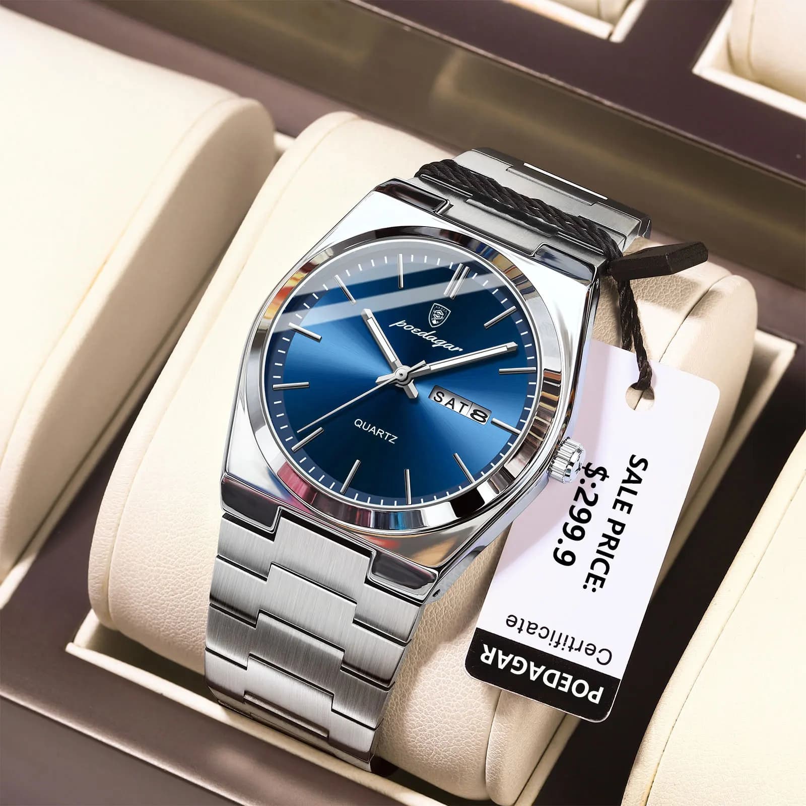 POEDAGAR Orologi di lusso da uomo in acciaio inossidabile impermeabile luminoso orologio da uomo data settimana moda casual orologio al quarzo da uomo Reloj