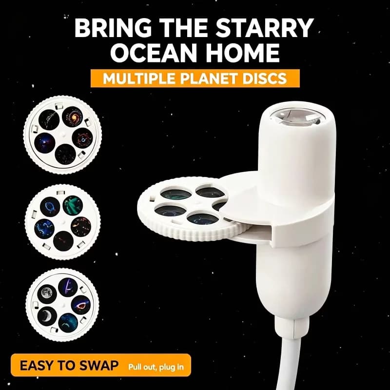 Starry Sky Projection Light 2-in-1 Galaxy Mini LED Night Light 360° Rotating Films Planet Bedroom Decor Ceiling Projection Light